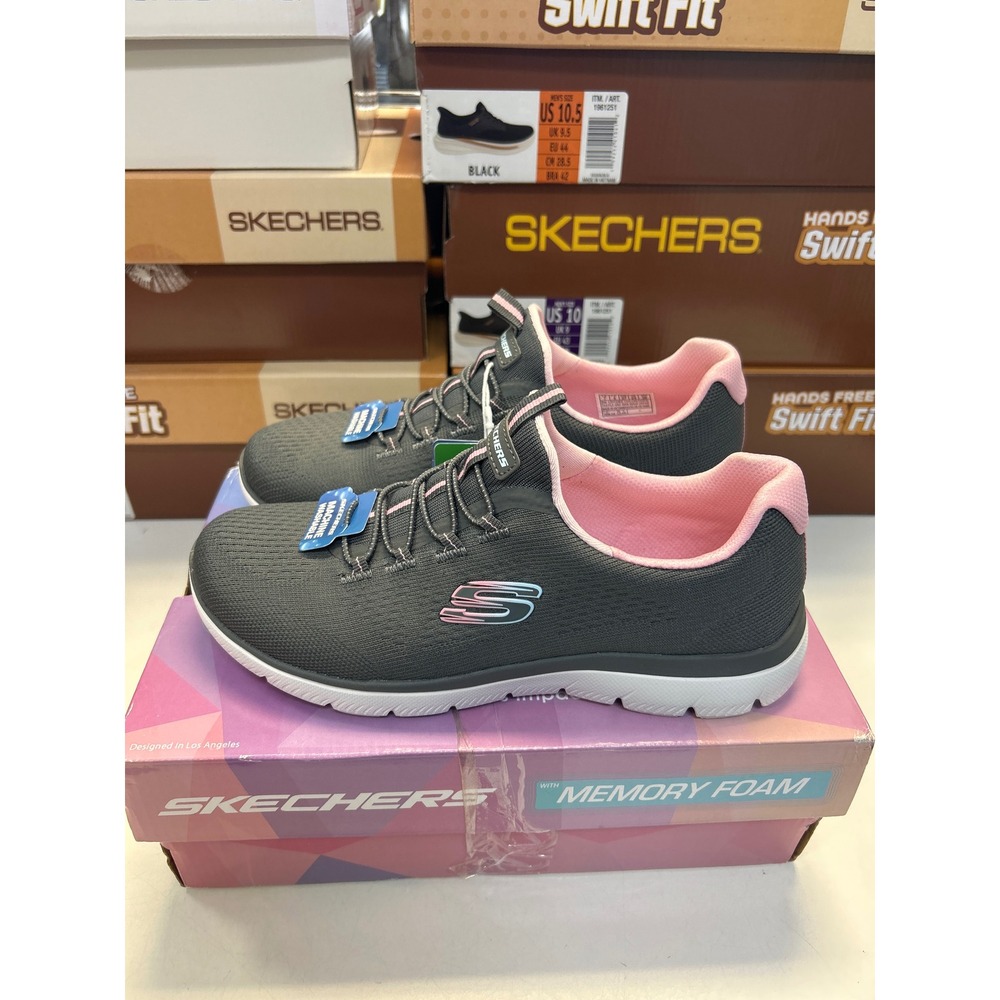 Skechers Summit Radiant Flow Charcoal Pink Vegan Memory Foam Sneaker Size 7 0572
